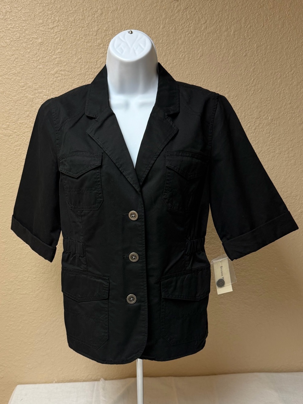 4/$20 Studio Works Women's Black Short-Sleeve Blazer Jacket